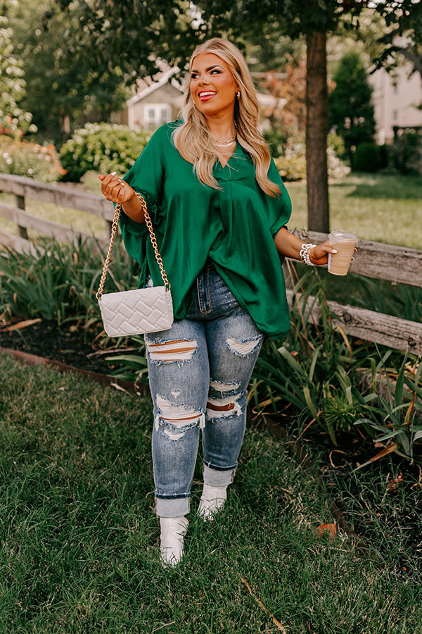 New To Town Shift Top In Hunter Green Image - 2