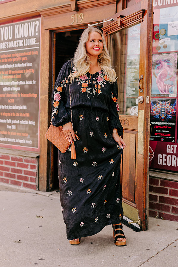 Whispering Sweet Nothings Embroidered Maxi In Black Curves Image - 1