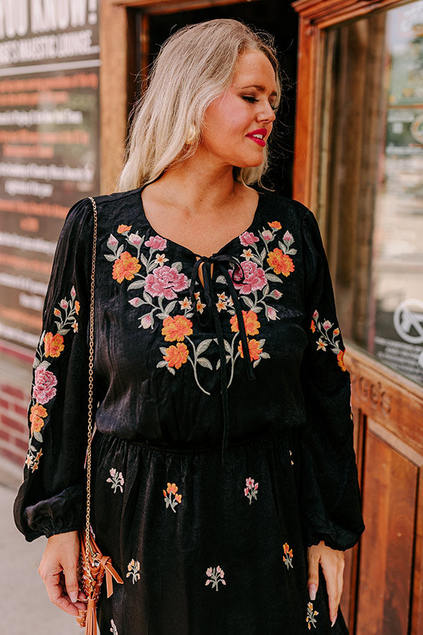Whispering Sweet Nothings Embroidered Maxi In Black Curves Image - 2