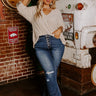 KanCan The Nikky Midrise Distressed Flare in Dark Wash Curves Image - 1