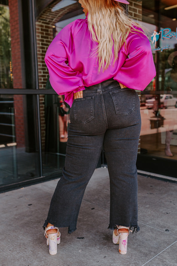 Risen The Polliana High Waist Distressed Jean in Black Curves Image - 2