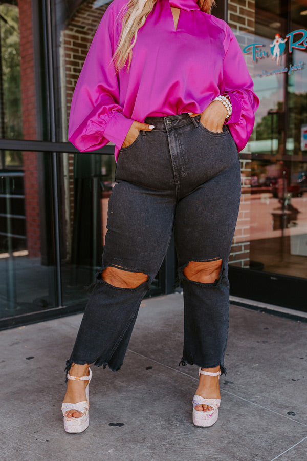 Risen The Polliana High Waist Distressed Jean in Black Curves Image - 1