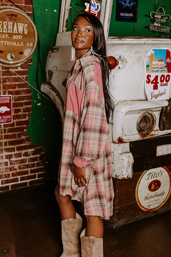 Bring The Cocoa Flannel Dress In Pink Image - 3