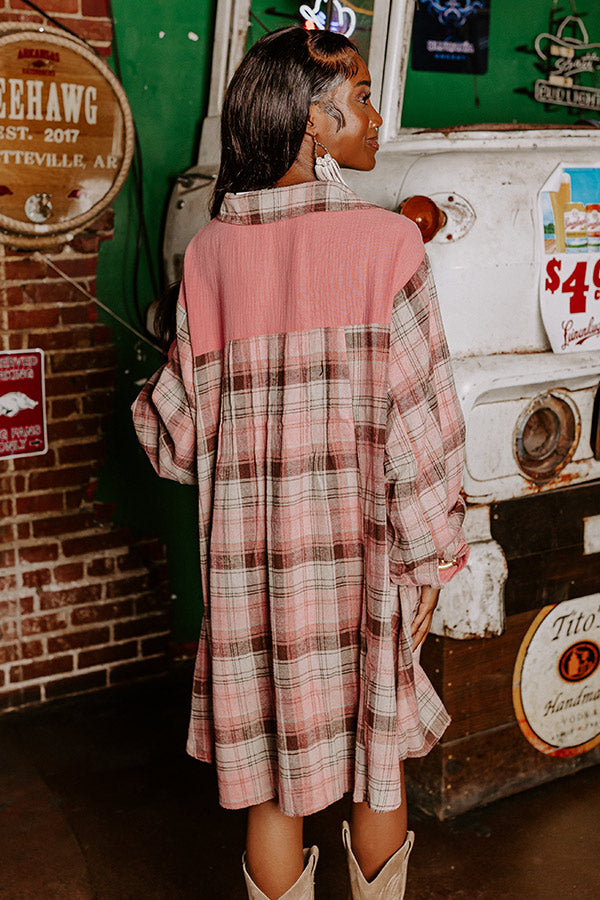 Bring The Cocoa Flannel Dress In Pink Image - 4