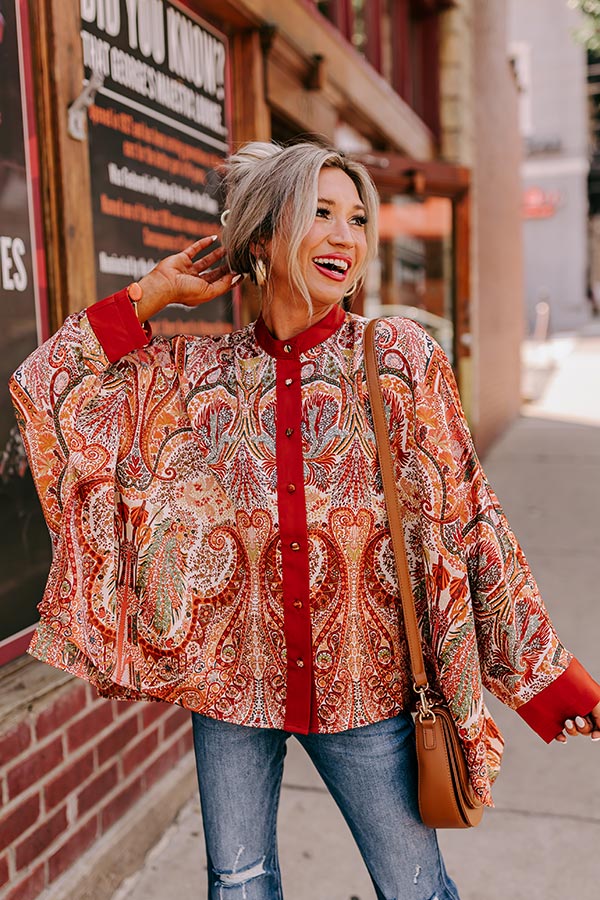 Chic Enterprise Button Up in Rust Image - 2