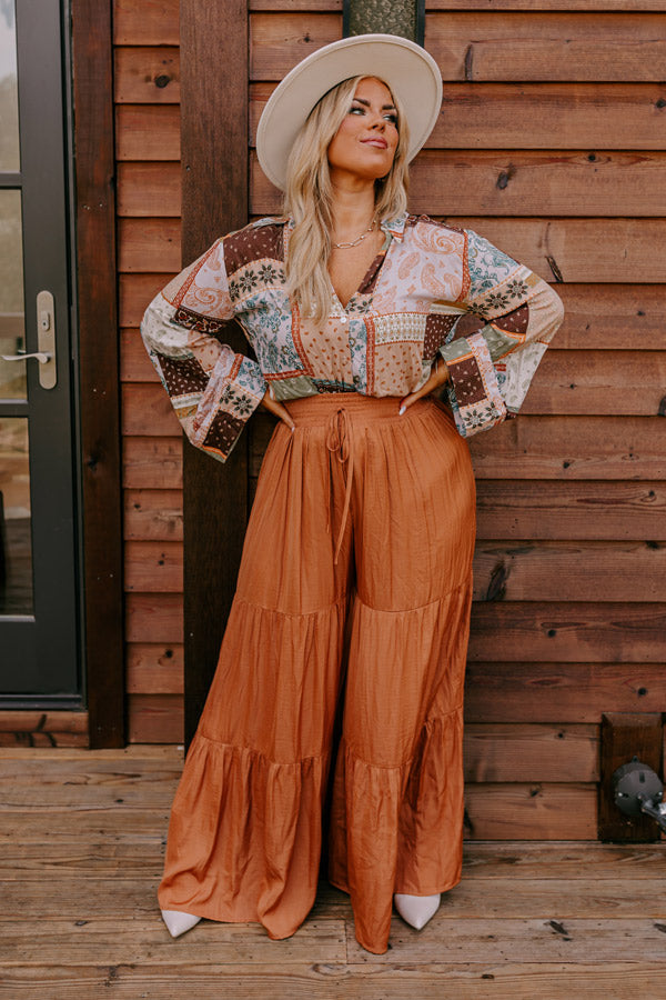 Caught Crushing High Waist Pants In Camel Curves Image - 1