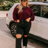 Cozy Little Spot Waffle Knit Top in Merlot Curves Image - 1