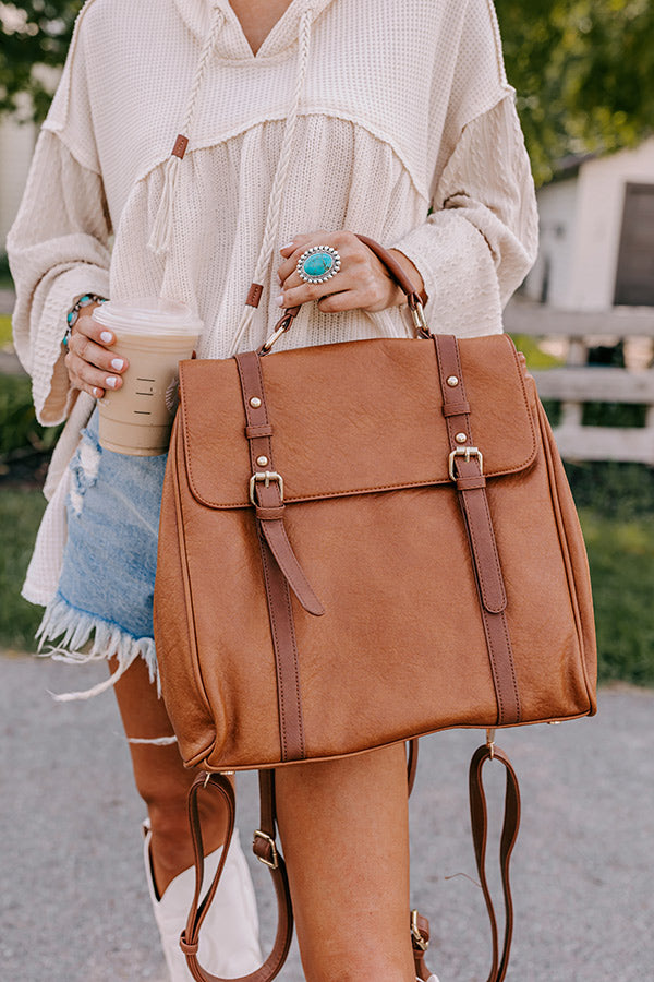 Punctual And Perfect Faux Leather Backpack In Brown Image - 1