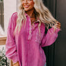 Proper Style Waffle Knit Sweatshirt In Pink Image - 1