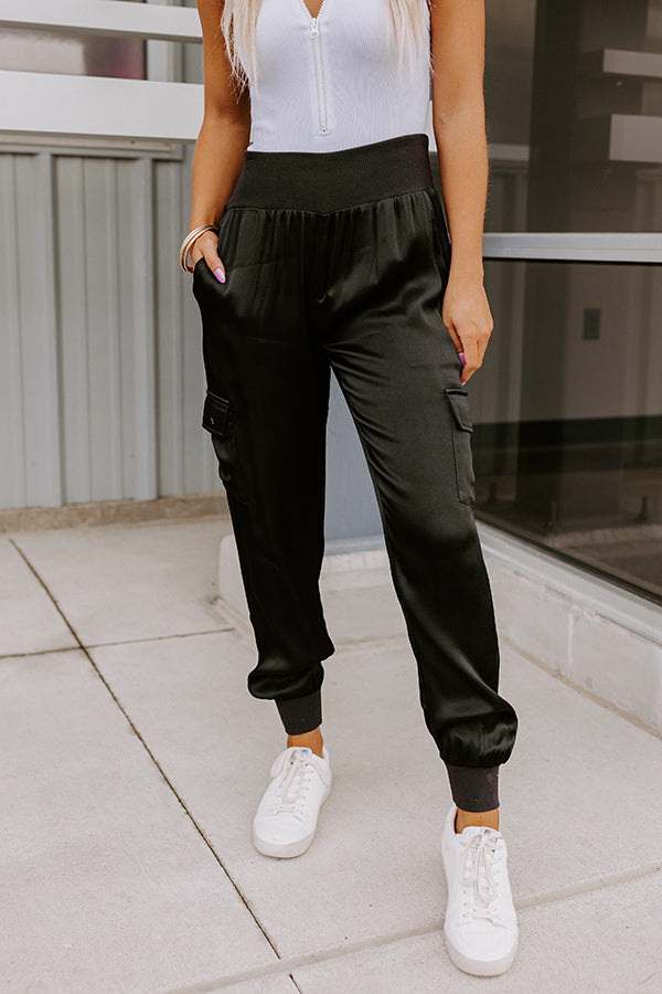 Miles To Go High Waist Satin Joggers Image - 2