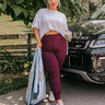 Ivy League Style High Waist Butter Soft Joggers In Royal Plum Curves Image - 1