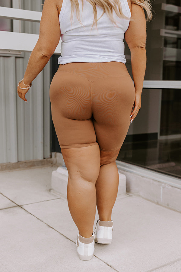 Favorite Adventure Butter Soft Biker Shorts In Camel Curves Image - 4
