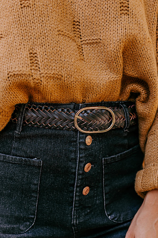 Stay Updated Faux Leather Woven Belt In Black Image - 2