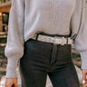 Daring Stares Embellished Faux Leather Belt In White Image - 1