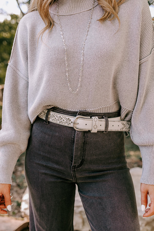 Daring Stares Embellished Faux Leather Belt In White Image - 2