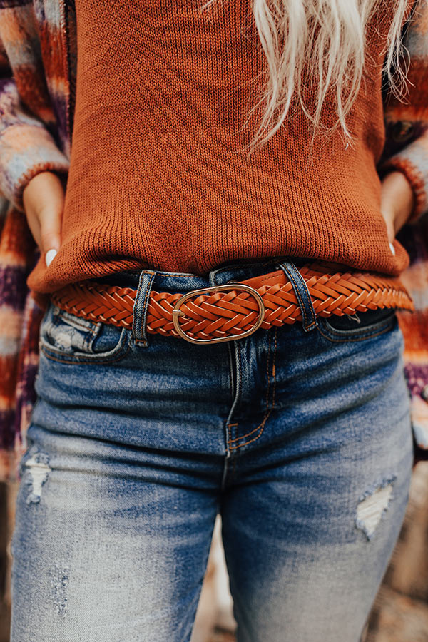 Stay Updated Faux Leather Woven Belt In Maple Image - 3