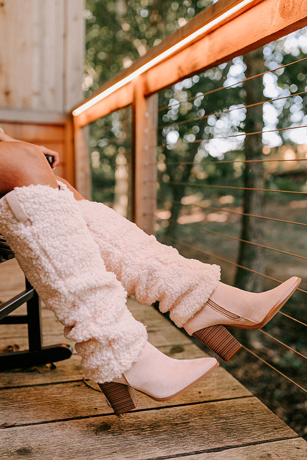 The Raelynn Sherpa Knee High Boot In Light Blush