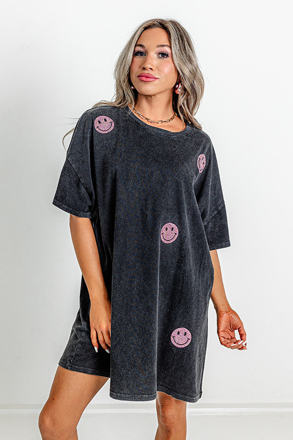 Big Smiles Embellished T-Shirt Dress Image - 2