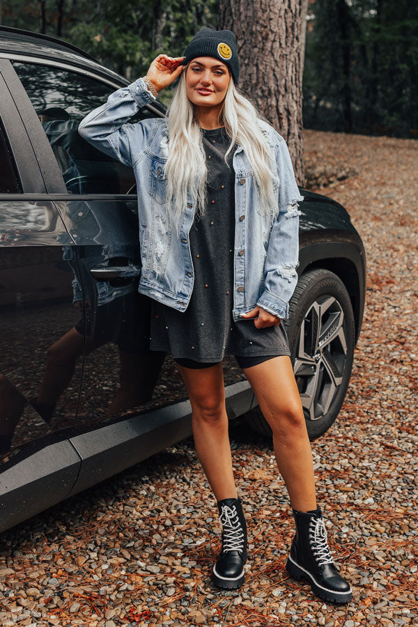 Playlist On Repeat Embellished T-Shirt Dress Image - 2
