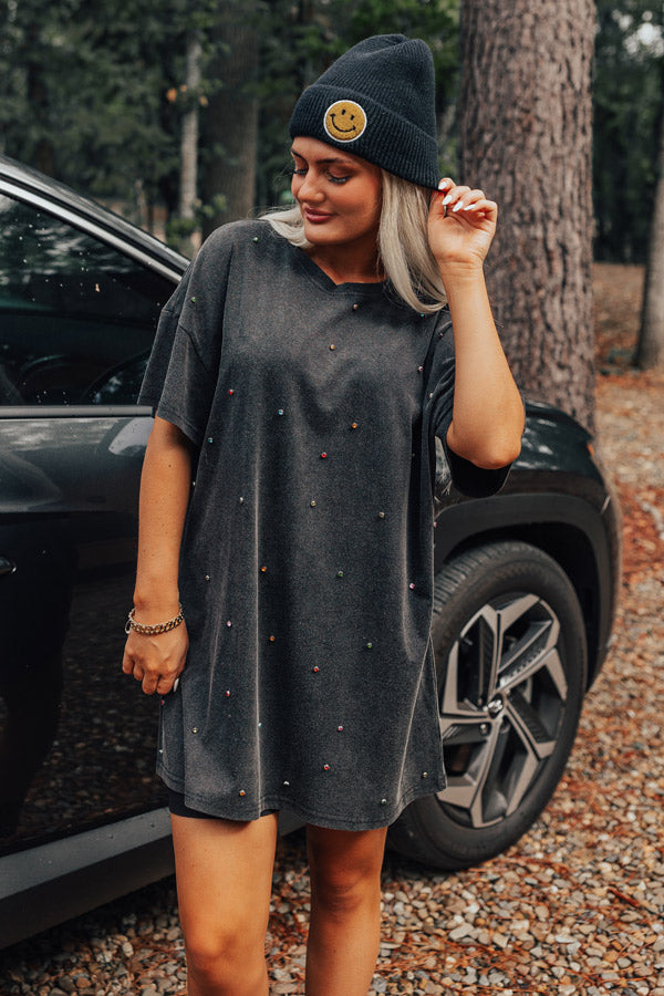 Playlist On Repeat Embellished T-Shirt Dress Image - 1