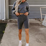 Sporty Spice Butter Soft High Waist Biker Shorts In Charcoal Image - 1
