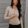 Pilates Please Flex Ribbed Half Zip Long Sleeve In Beige Image - 1