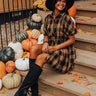 Never Pretend Plaid Dress In Camel Image - 1