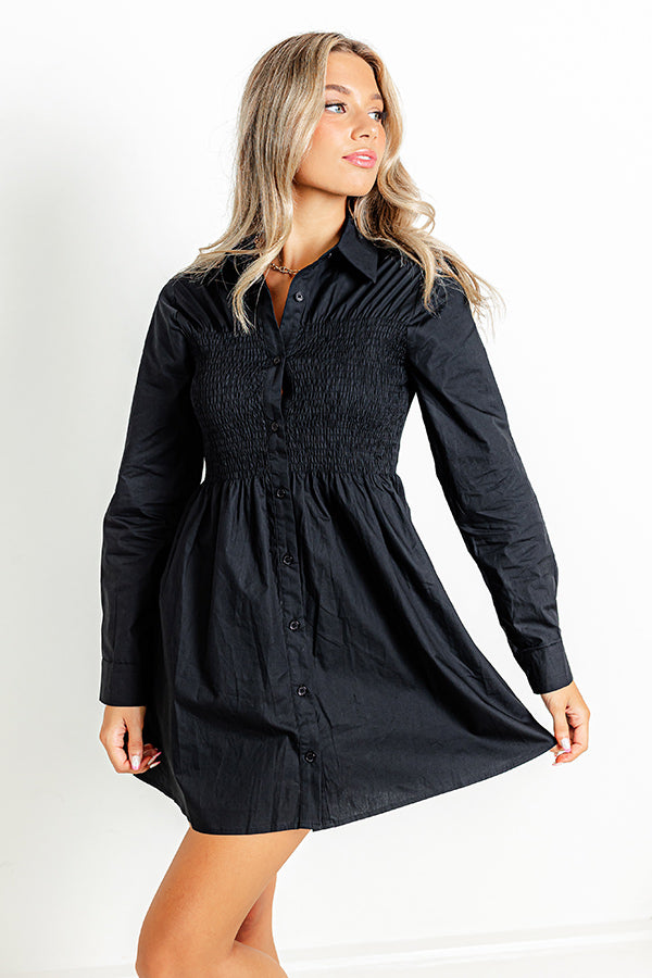 Posh Mindset Smocked Mini Dress In Black Image - 2