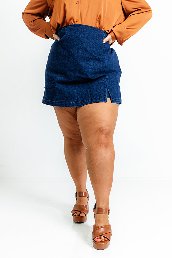 The Yani Denim Skort Curves Image - 2