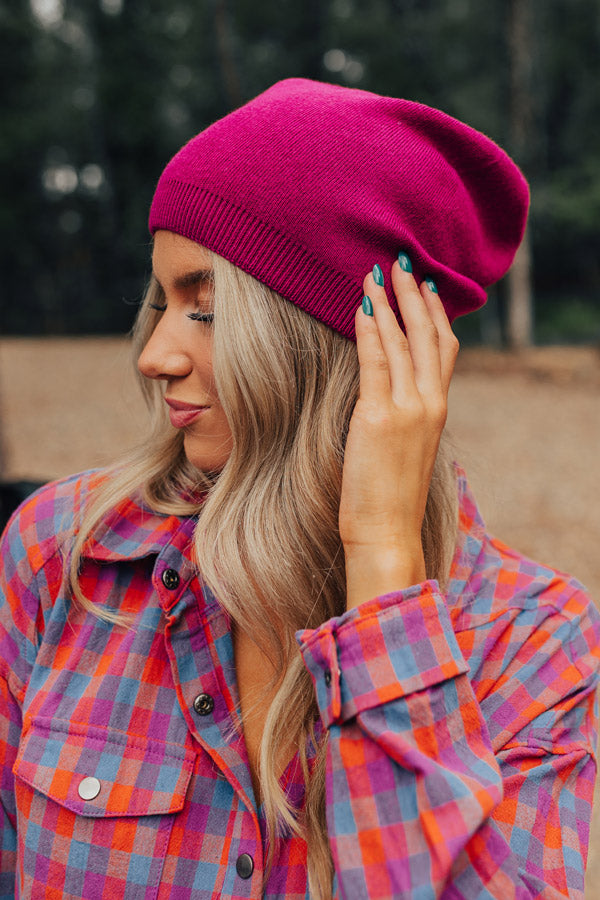 Playlist On Repeat Beanie In Berry Image - 1