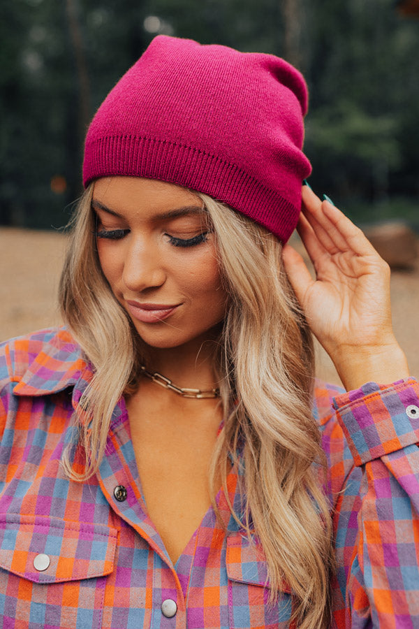 Playlist On Repeat Beanie In Berry Image - 3
