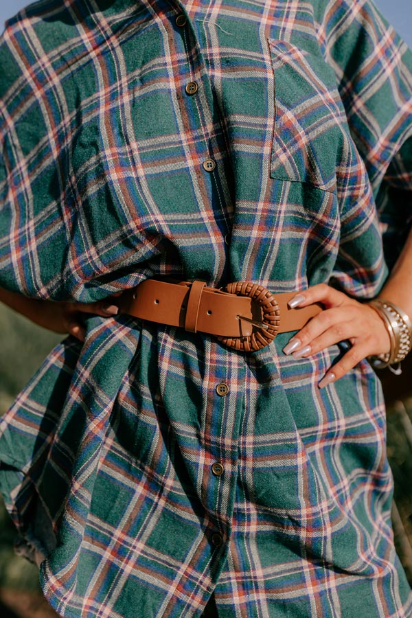 Chic And Sensible Faux Leather Belt In Camel