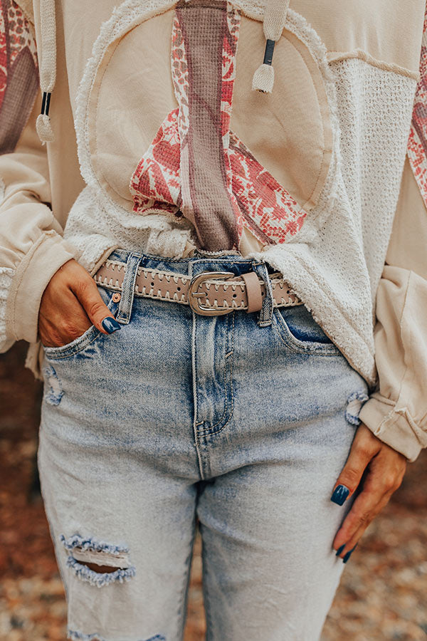 Mostly Amused Faux Leather Belt in Taupe