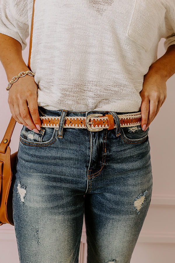 Mostly Amused Faux Leather Belt in Camel Image - 1
