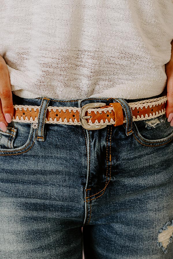 Mostly Amused Faux Leather Belt in Camel Image - 2