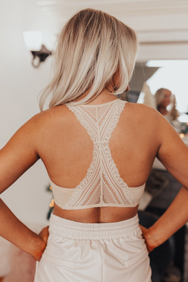 Flirty Nature Lace Racerback Bralette in Iced latte Image - 4
