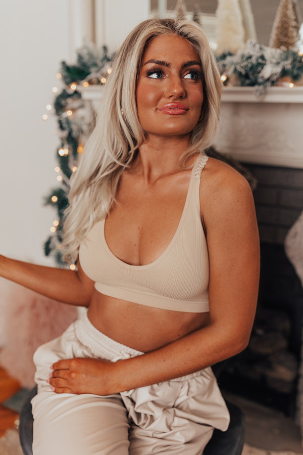 Flirty Nature Lace Racerback Bralette in Iced latte Image - 2