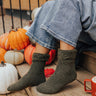Autumn Charm Knit Socks In Army Green Image - 1