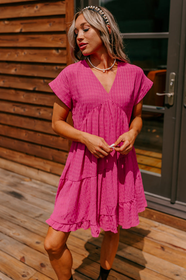 Mend Your Heart Babydoll Dress in Fuchsia Image - 5