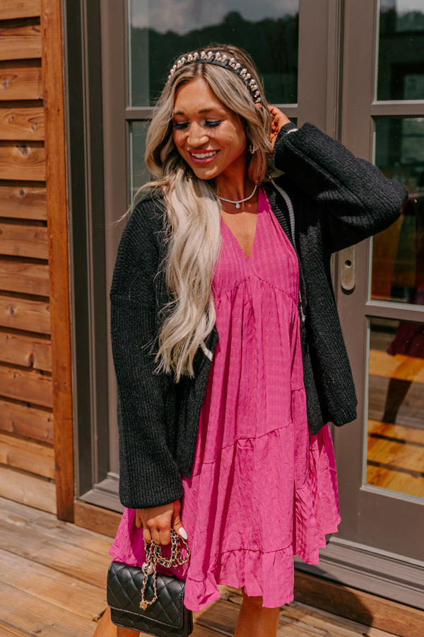 Mend Your Heart Babydoll Dress in Fuchsia Image - 3