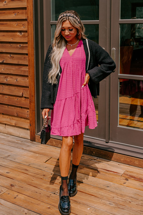 Mend Your Heart Babydoll Dress in Fuchsia Image - 2