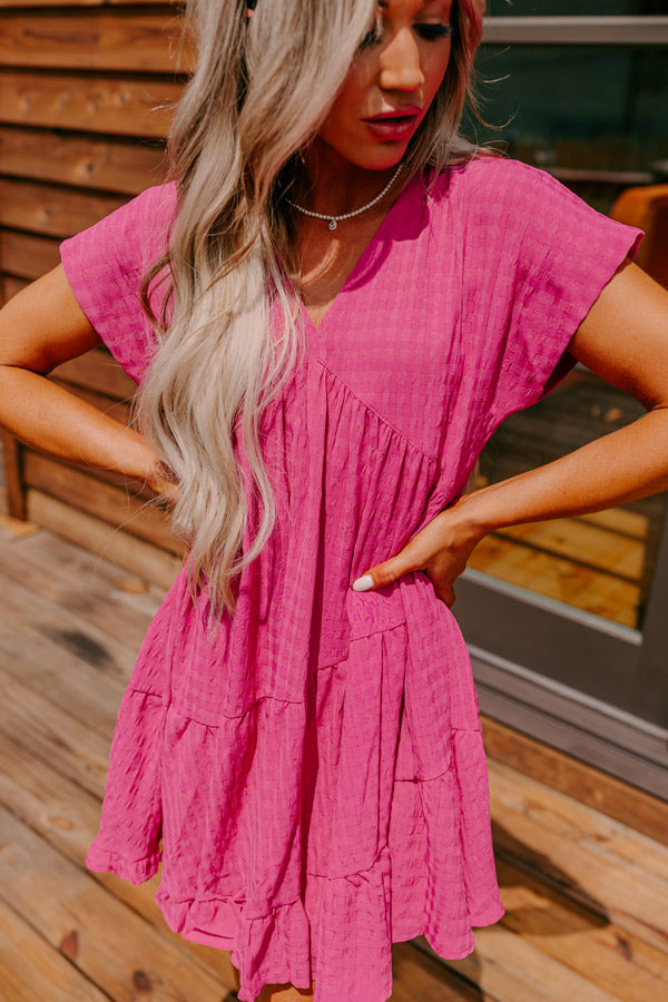 Mend Your Heart Babydoll Dress in Fuchsia Image - 4