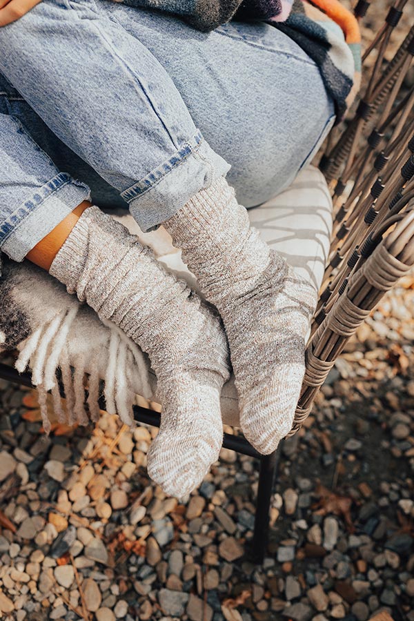 Miles To Go Knit Socks In Grey
