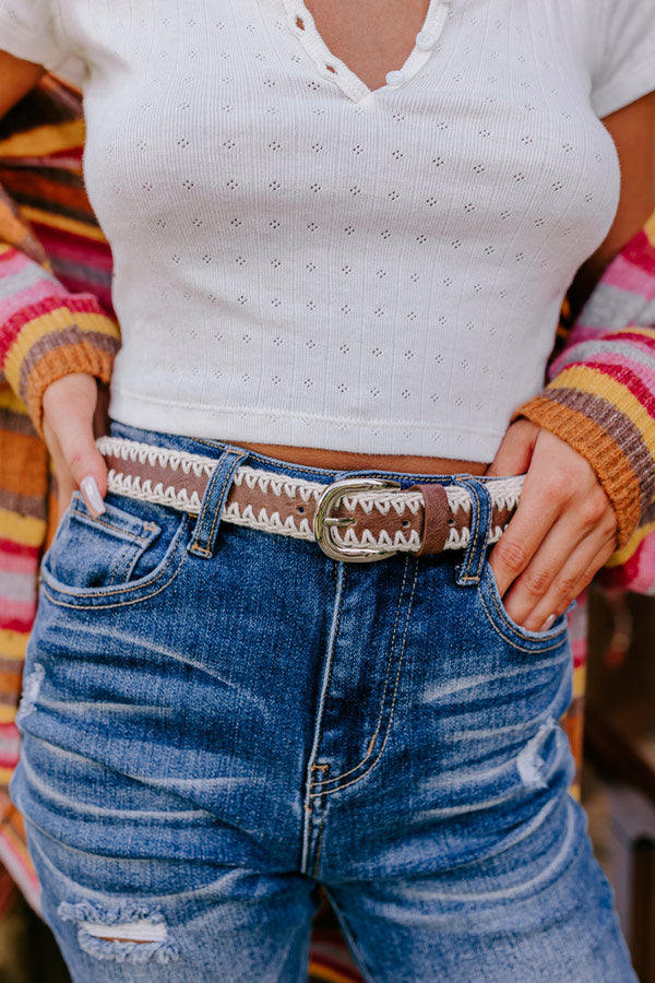 Mostly Amused Faux Leather Belt in Chestnut Image - 1