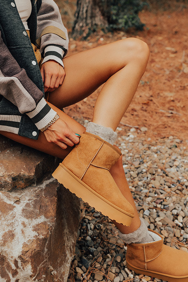 The Arabella Faux Suede Platform Boot In Brown