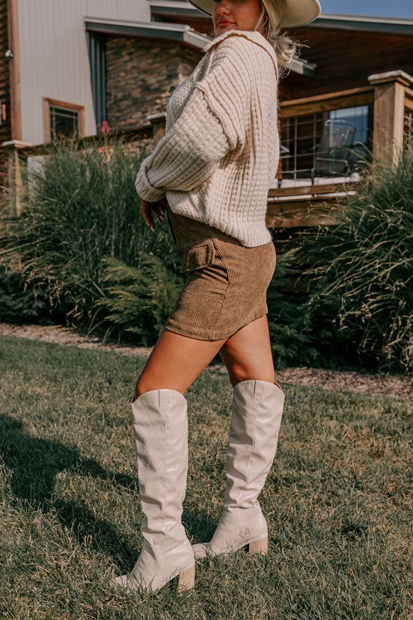 Lost In Your Eyes Corduroy Skirt In Martini Olive Image - 4
