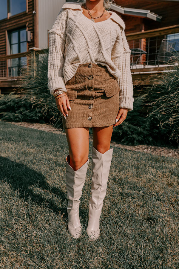 Lost In Your Eyes Corduroy Skirt In Martini Olive Image - 3