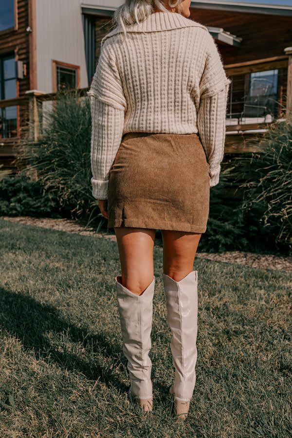 Lost In Your Eyes Corduroy Skirt In Martini Olive Image - 5