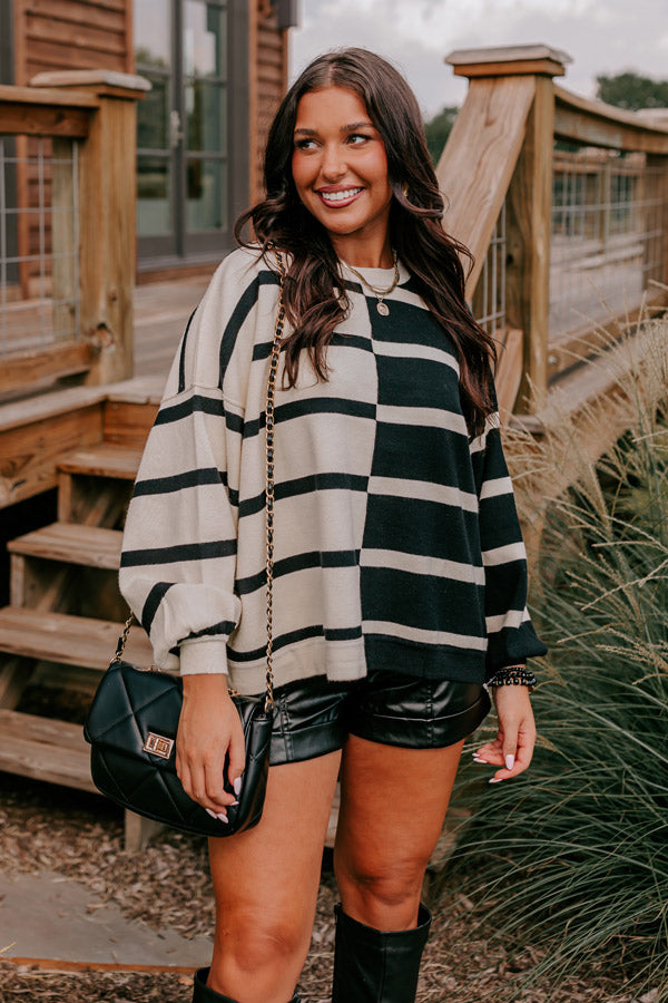 Cafe Patio Stripe Sweater Top In Black Image - 1