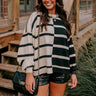 Cafe Patio Stripe Sweater Top In Black Image - 1